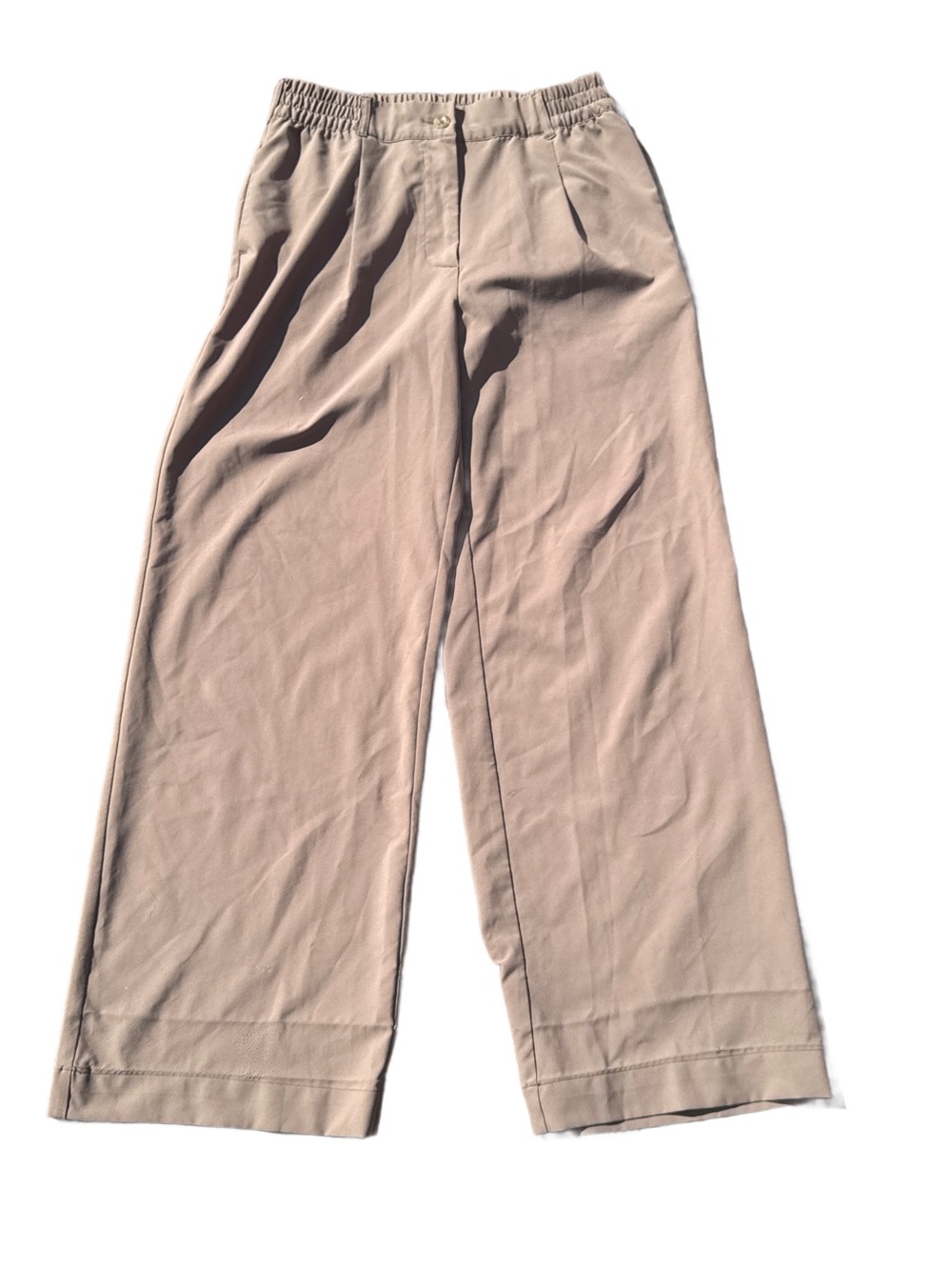 Beyond Yoga Wide-Leg Khaki Trouser Pants Medium 30”